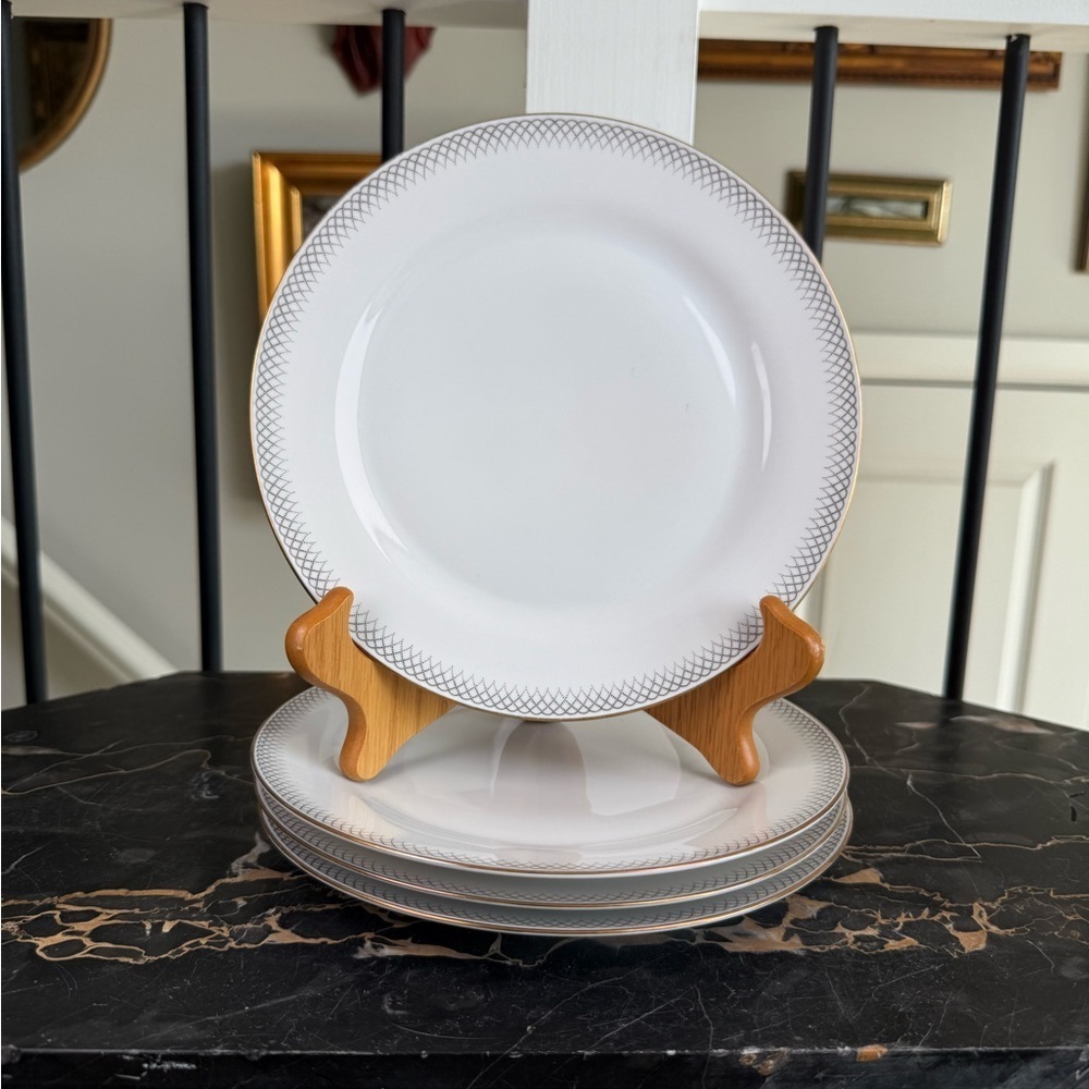 Set of 4 Bavaria Tirschenreuth Germany 8" Luncheon Plates Pattern 2904 Platinum